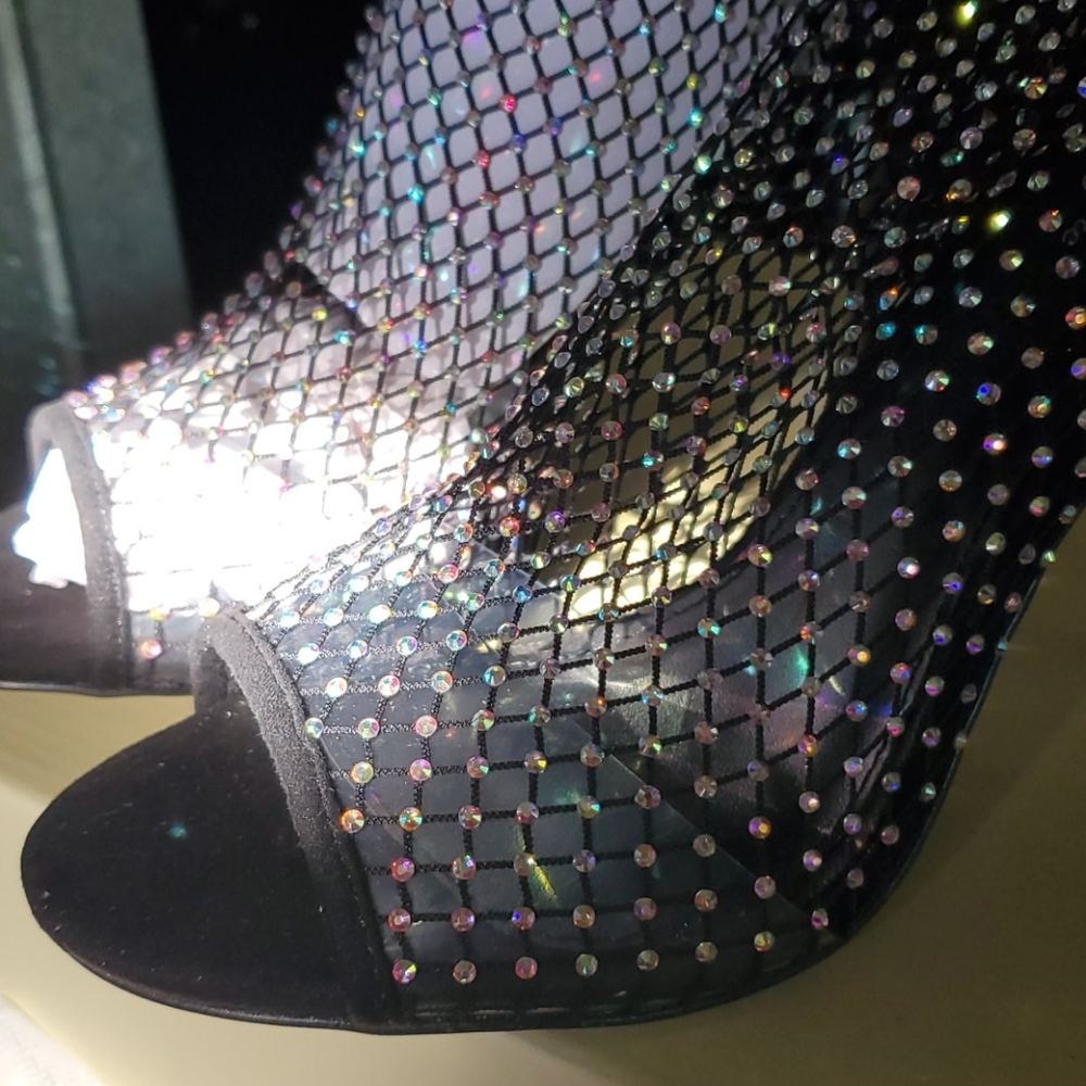 Fishnet Stiletto Sandals - Picture 8 of 13
